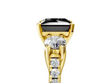 Yellow gold Three-Stone Fancy Black Princess Cut Diamond Pavé Band with Four-Prong Setting_5