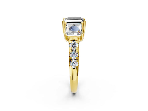 Yellow gold Three-Stone Fancy Black Princess Cut Diamond Pavé Band with Prong Setting_2