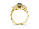 Yellow gold Three-Stone Fancy Black Princess Cut Diamond Ring with Pavé Band and Prong Setting_27