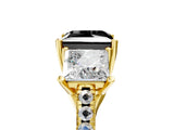 Yellow gold Three-Stone Fancy Black Princess Cut Diamond Ring with Pavé Band and Prong Setting_29