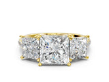 Yellow gold Three-Stone Fancy Black Princess Cut Diamond Ring with Pavé Band and Prong Setting_36