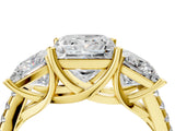 Yellow gold Three-Stone Fancy Black Princess Cut Diamond Ring with Pavé Band and Prong Setting_40