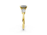 Yellow gold Three-Stone Fancy Black Princess Cut Diamond Ring with Pear Side Stones and Four-Prong Setting_2