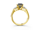 Yellow gold Three-Stone Fancy Black Princess Cut Diamond Ring with Pear Side Stones and Four-Prong Setting_3