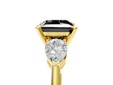 Yellow gold Three-Stone Fancy Black Princess Cut Diamond Ring with Pear Side Stones and Four-Prong Setting_5