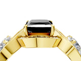 Yellow gold Three-Stone Fancy Black Princess Cut Diamond Wave Pave Band with Prong Setting_4