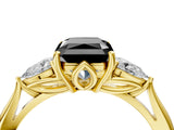 Yellow gold Three-Stone Fancy Black Radiant Cut Brilliant Diamond Solitaire Ring with Tapered Band and Four-Prong Setting_10