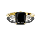 Yellow gold Three-Stone Fancy Black Radiant Cut Brilliant Diamond Solitaire Ring with Tapered Band and Four-Prong Setting_6