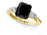 Yellow gold Three-Stone Fancy Black Radiant Cut Brilliant Diamond Solitaire Ring with Tapered Band and Four-Prong Setting_7
