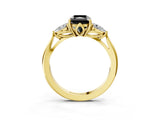 Yellow gold Three-Stone Fancy Black Radiant Cut Brilliant Diamond Solitaire Ring with Tapered Band and Four-Prong Setting_9