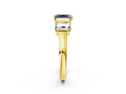 Yellow gold Three-Stone Fancy Black Radiant Cut Brilliant Diamond Trellis Ring with Comfort Fit Band_2