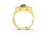 Yellow gold Three Stone Fancy Black Radiant Cut Cut Channel Set Diamond Ring_3