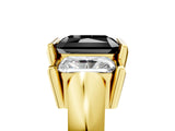 Yellow gold Three Stone Fancy Black Radiant Cut Cut Channel Set Diamond Ring_5