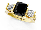 Yellow gold Three-Stone Fancy Black Radiant Cut Cut Classic Band Prong Setting Ring_1