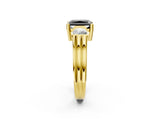 Yellow gold Three-Stone Fancy Black Radiant Cut Cut Classic Band Prong Setting Ring_2