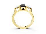 Yellow gold Three-Stone Fancy Black Radiant Cut Cut Classic Band Prong Setting Ring_3