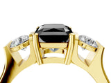 Yellow gold Three-Stone Fancy Black Radiant Cut Cut Classic Band Prong Setting Ring_4