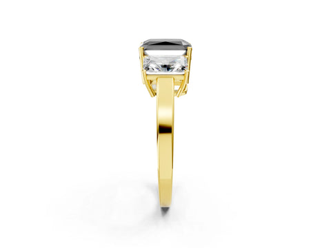 Yellow gold Three-Stone Fancy Black Radiant Cut Cut Diamond Engagement Ring with Flat Band and Four-Prong Setting_14