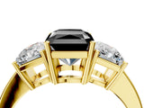 Yellow gold Three-Stone Fancy Black Radiant Cut Cut Diamond Engagement Ring with Flat Band and Four-Prong Setting_16
