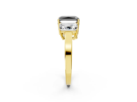 Yellow gold Three-Stone Fancy Black Radiant Cut Cut Diamond Engagement Ring with Flat Band and Four-Prong Setting_2