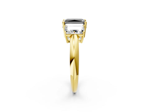 Yellow gold Three-Stone Fancy Black Radiant Cut Cut Diamond Engagement Ring with Prong Setting on a White Gold Band_2