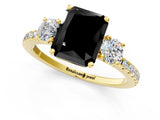 Yellow gold Three-Stone Fancy Black Radiant Cut Cut Diamond Pavé Band with Prong Setting_16