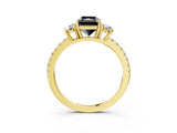Yellow gold Three-Stone Fancy Black Radiant Cut Cut Diamond Pavé Band with Prong Setting_18