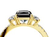 Yellow gold Three-Stone Fancy Black Radiant Cut Cut Diamond Pavé Band with Prong Setting_19