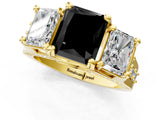 Yellow gold Three-Stone Fancy Black Radiant Cut Cut Diamond Ring with Channel-Set Band and Four-Prong Setting_13