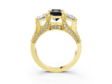 Yellow gold Three-Stone Fancy Black Radiant Cut Cut Diamond Ring with Channel-Set Band and Four-Prong Setting_15