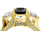 Yellow gold Three-Stone Fancy Black Radiant Cut Cut Diamond Ring with Channel-Set Band and Four-Prong Setting_16