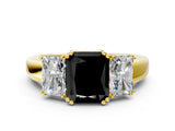 Yellow gold Three-Stone Fancy Black Radiant Cut Cut Diamond Ring with Channel Set Band and Four-Prong Setting_24