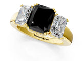 Yellow gold Three-Stone Fancy Black Radiant Cut Cut Diamond Ring with Channel Set Band and Four-Prong Setting_25