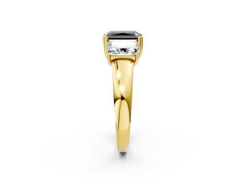 Yellow gold Three-Stone Fancy Black Radiant Cut Cut Diamond Ring with Channel Set Band and Four-Prong Setting_2