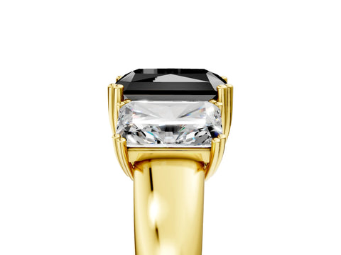 Yellow gold Three-Stone Fancy Black Radiant Cut Cut Diamond Ring with Channel Set Band and Four-Prong Setting_5