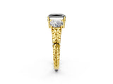 Yellow gold Three-Stone Fancy Black Radiant Cut Cut Diamond Ring with Channel-Set Band and Prong Setting_2