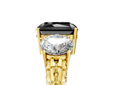 Yellow gold Three-Stone Fancy Black Radiant Cut Cut Diamond Ring with Channel-Set Band and Prong Setting_5