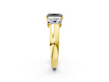 Yellow gold Three-Stone Fancy Black Radiant Cut Cut Diamond Ring with Prong Setting and Classic Band_2