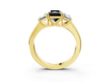 Yellow gold Three-Stone Fancy Black Radiant Cut Cut Diamond Ring with Prong Setting and Classic Band_3