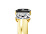 Yellow gold Three-Stone Fancy Black Radiant Cut Cut Diamond Ring with Prong Setting and Classic Band_5