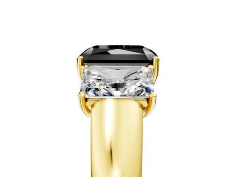 Yellow gold Three-Stone Fancy Black Radiant Cut Cut Diamond Ring with Prong Setting and Classic Band_5