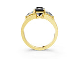 Yellow gold Three-Stone Fancy Black Radiant Cut Cut Diamond Ring with Trillion Side Stones on a Split Shank Band_3