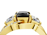 Yellow gold Three-Stone Fancy Black Radiant Cut Cut Diamond Split Shank Prong Set Ring_16