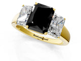 Yellow gold Three-Stone Fancy Black Radiant Cut Cut Solitaire Ring with Classic Prong Setting_1