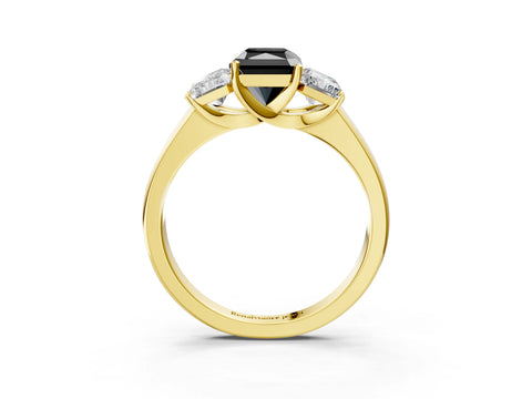 Yellow gold Three-Stone Fancy Black Radiant Cut Cut Solitaire Ring with Classic Prong Setting_3