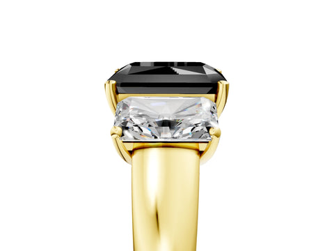 Yellow gold Three-Stone Fancy Black Radiant Cut Cut Solitaire Ring with Classic Prong Setting_5