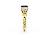 Yellow gold Three-Stone Fancy Black Radiant Cut Diamond Braided Band Ring with Four-Prong Setting_62