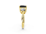 Yellow gold Three-Stone Fancy Black Radiant Cut Diamond Channel Set Engagement Ring with Prong Setting_14