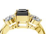 Yellow gold Three-Stone Fancy Black Radiant Cut Diamond Channel Set Engagement Ring with Prong Setting_16