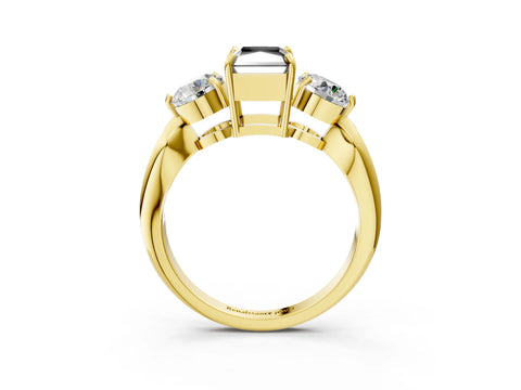 Yellow gold Three-Stone Fancy Black Radiant Cut Diamond Channel Set Engagement Ring with Prong Setting_3